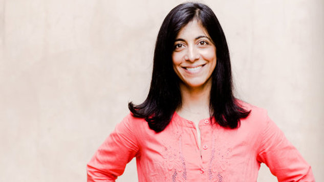 The founder of Samuel Hall smiles in front of the camera wearing a pink blouse. Picture: Samuel Hall.