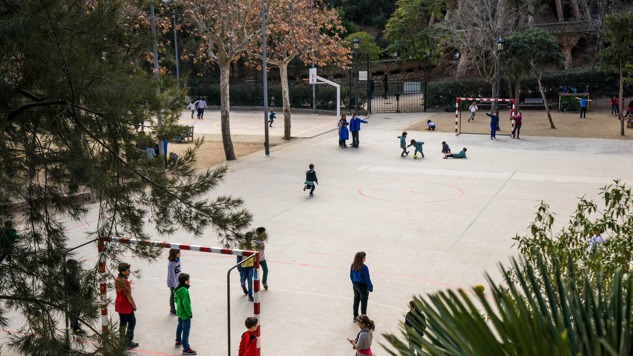 Children playing on a school yard.