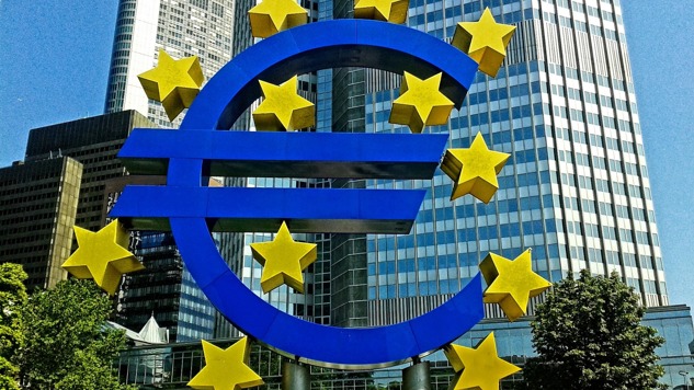 Euro skylt vid Europan Central Bank. Bild: Pixabay.